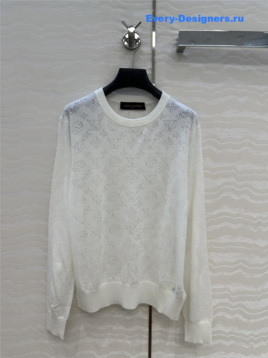 l0vis Vvtt0n monogram white knitted crew neck sweater