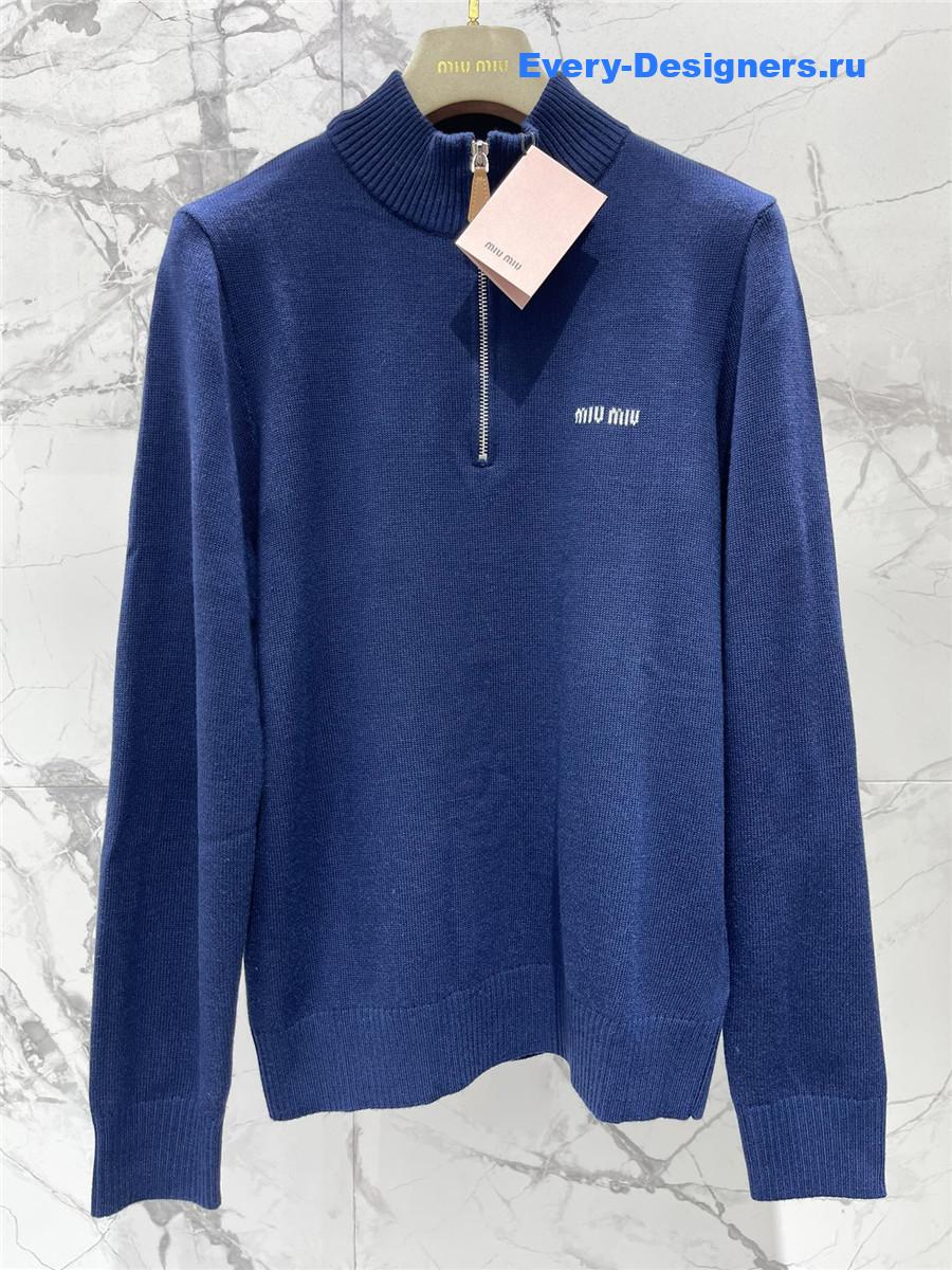 Miu Miu Navy Zip-Up Sweater