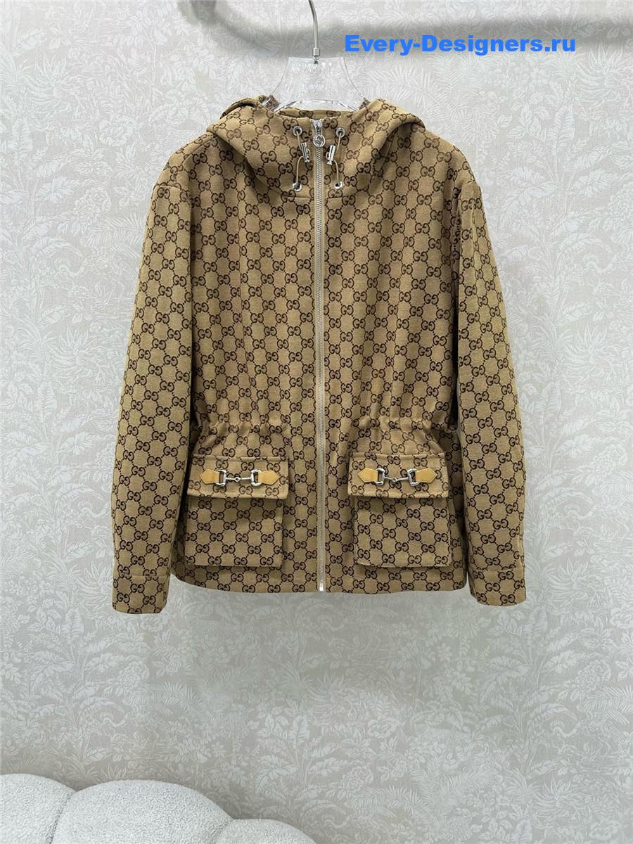 Gvc*1 gg brown hooded jacquard jacket