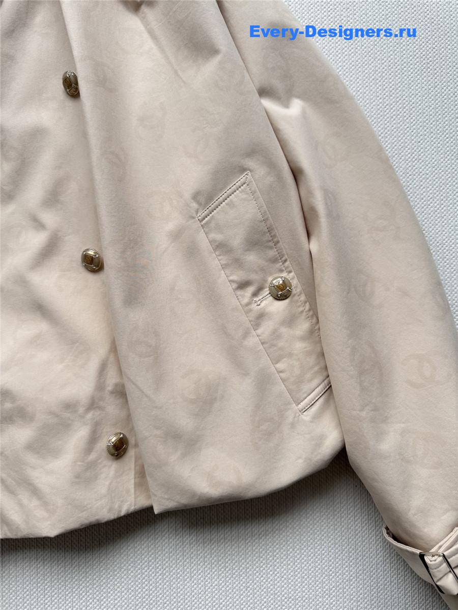 Ch**el cropped jacquard logo trench coat