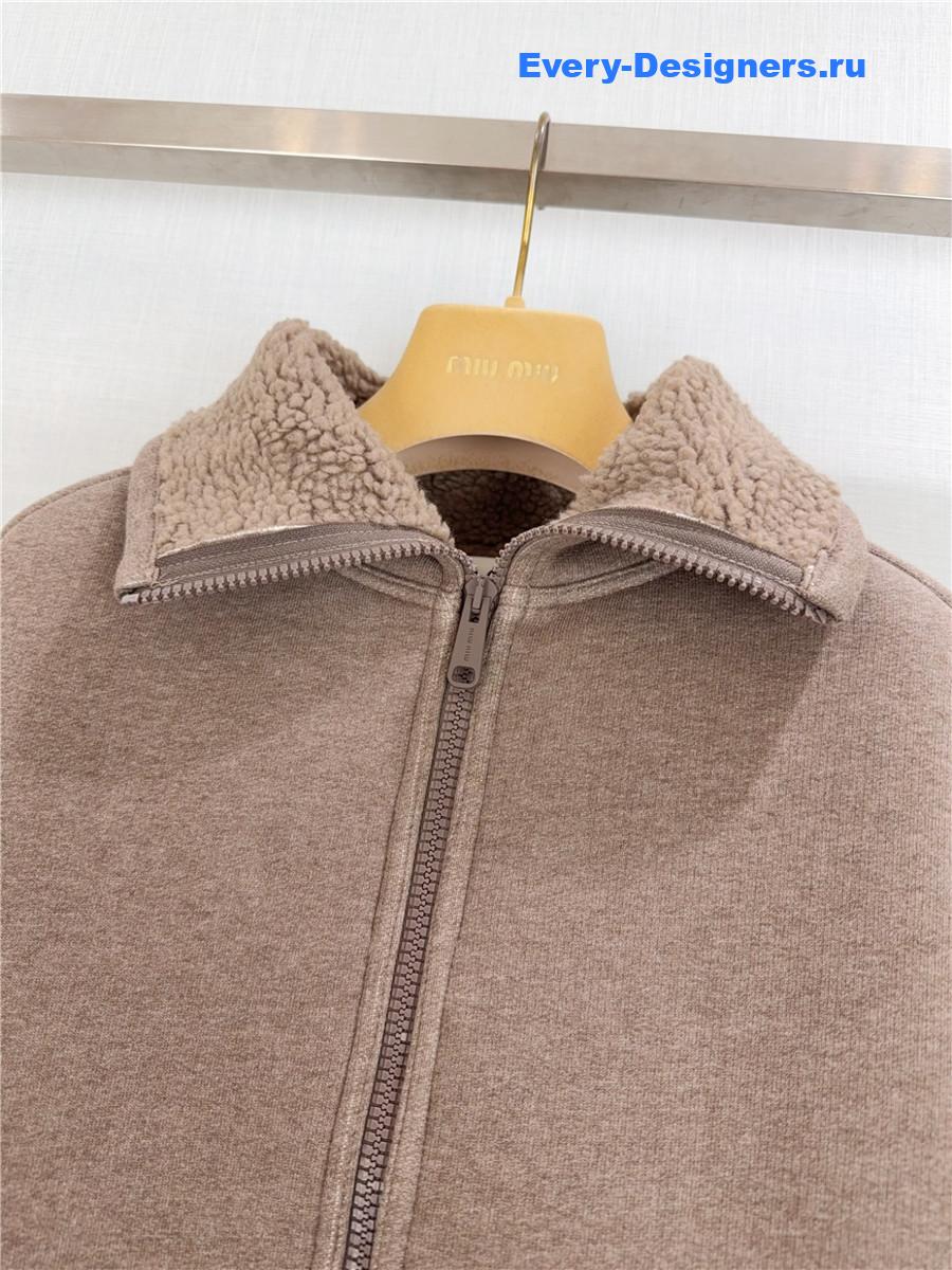 Miu Miu Neutrals Fleece Bomber Jacket