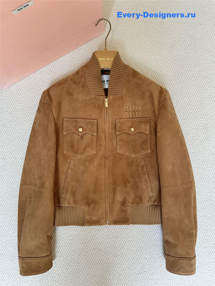 Miu Miu Brown Suede Nappa Leather Jacket