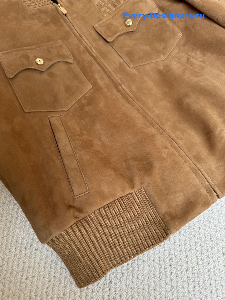 Miu Miu Brown Suede Nappa Leather Jacket