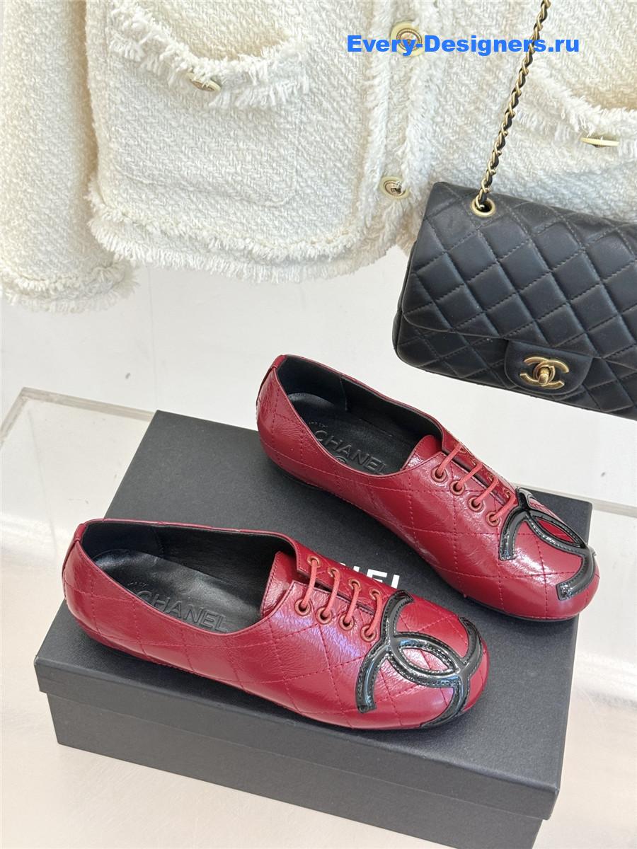 Ch**el burgundy leather ballet flats