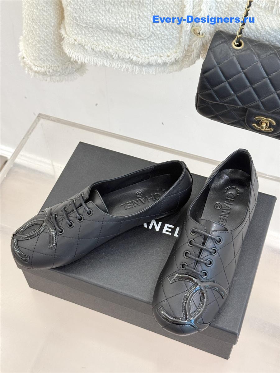 Ch**el black leather ballet flats