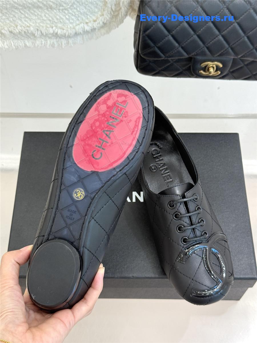 Ch**el black leather ballet flats