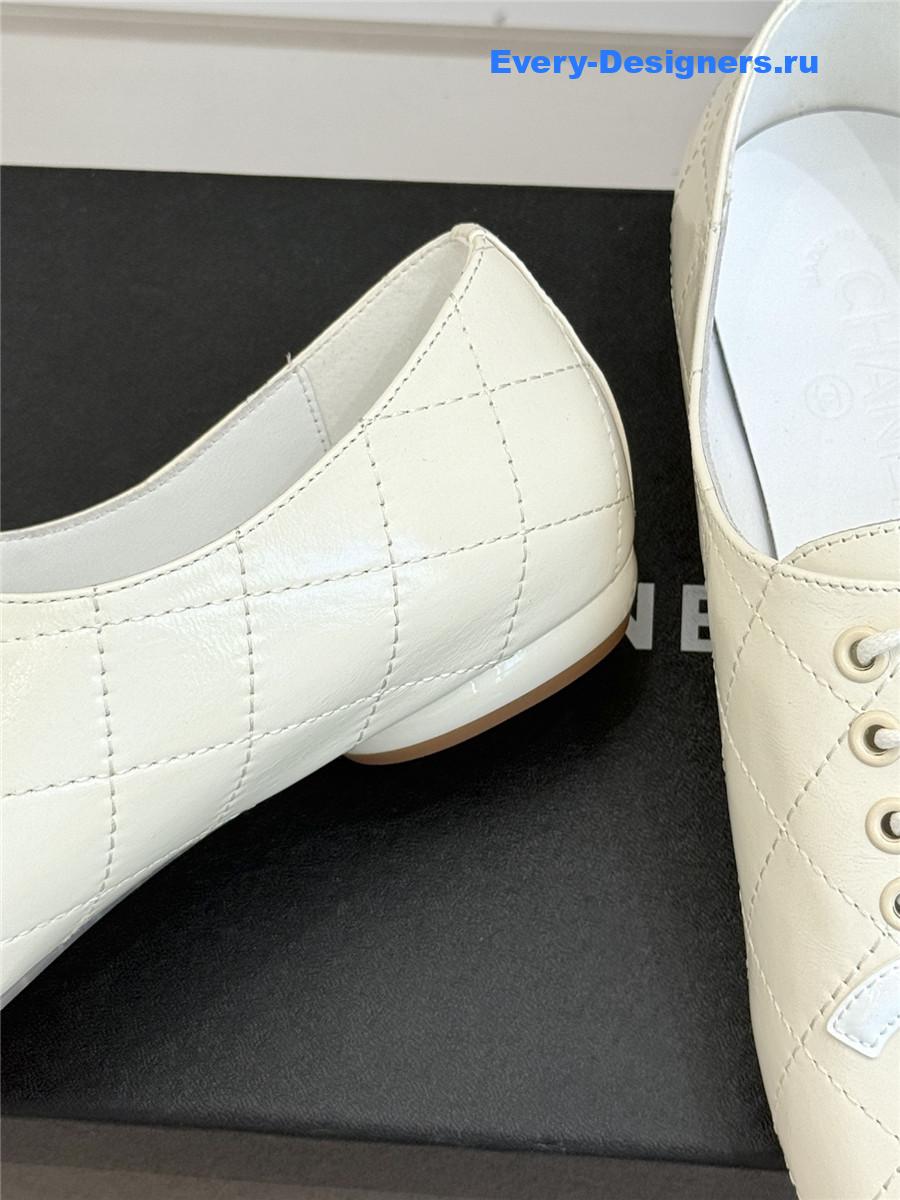 Ch**el white leather ballet flats