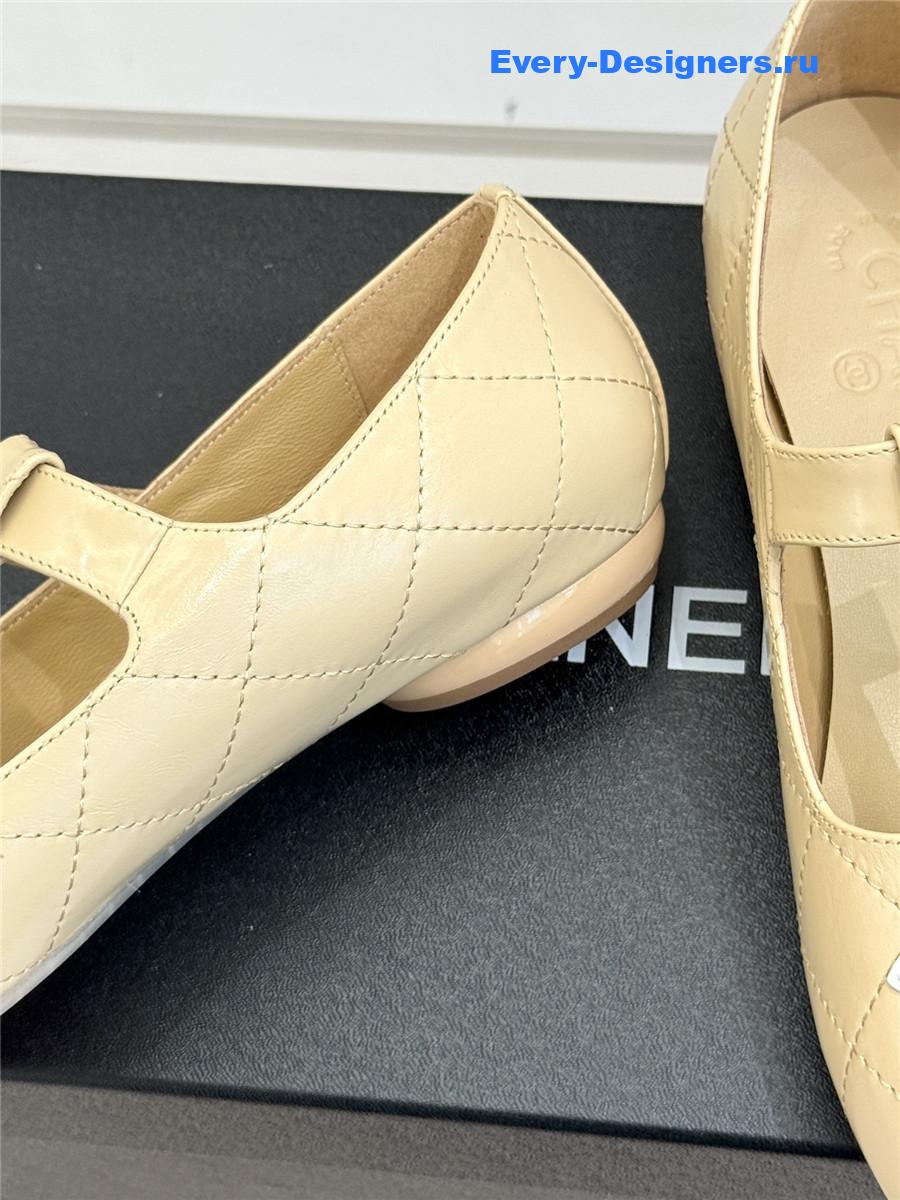 Ch**el classic beige cc t-strap ballet mary jane flats