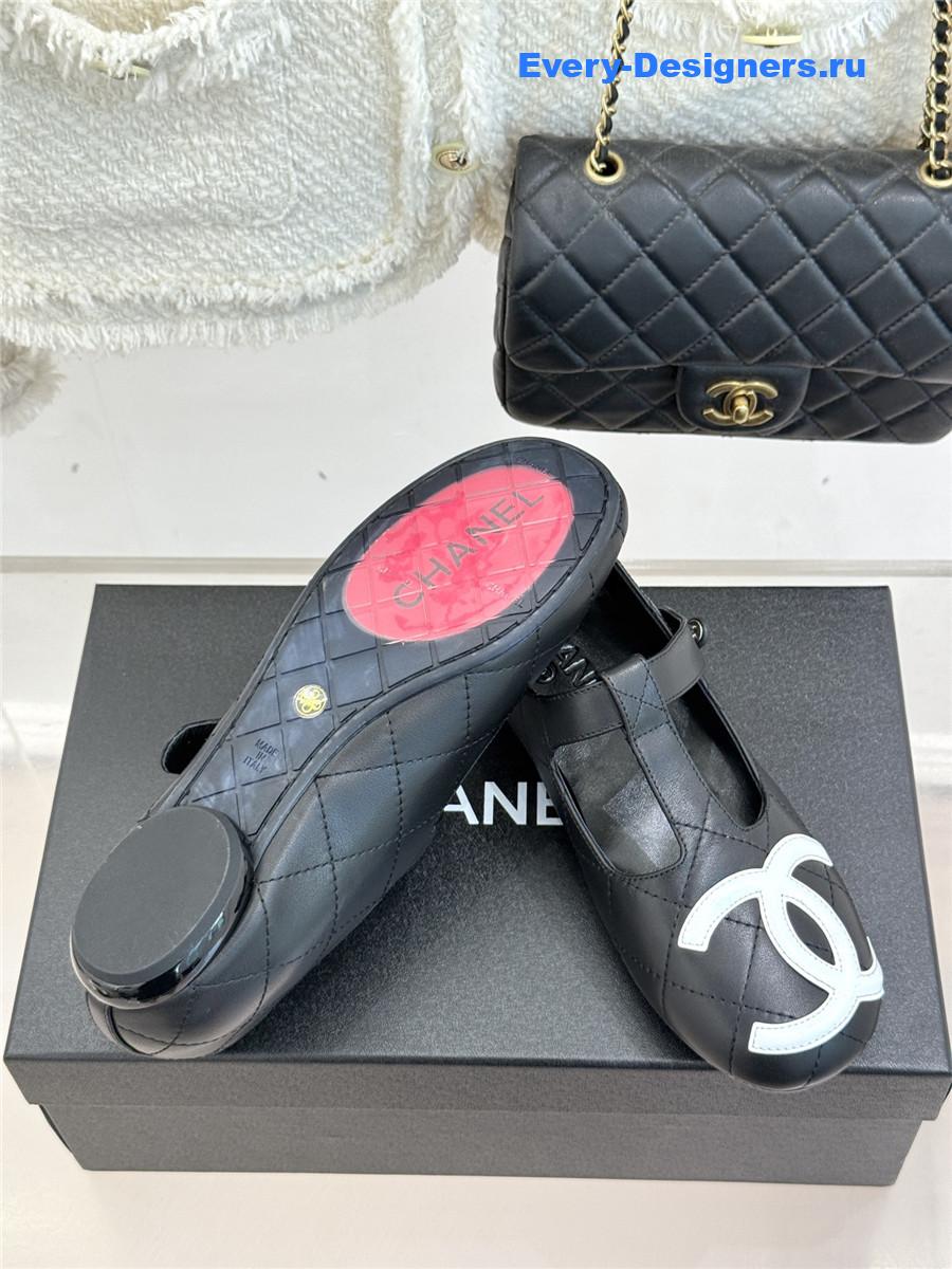 Ch**el classic black cc t-strap ballet mary jane flats