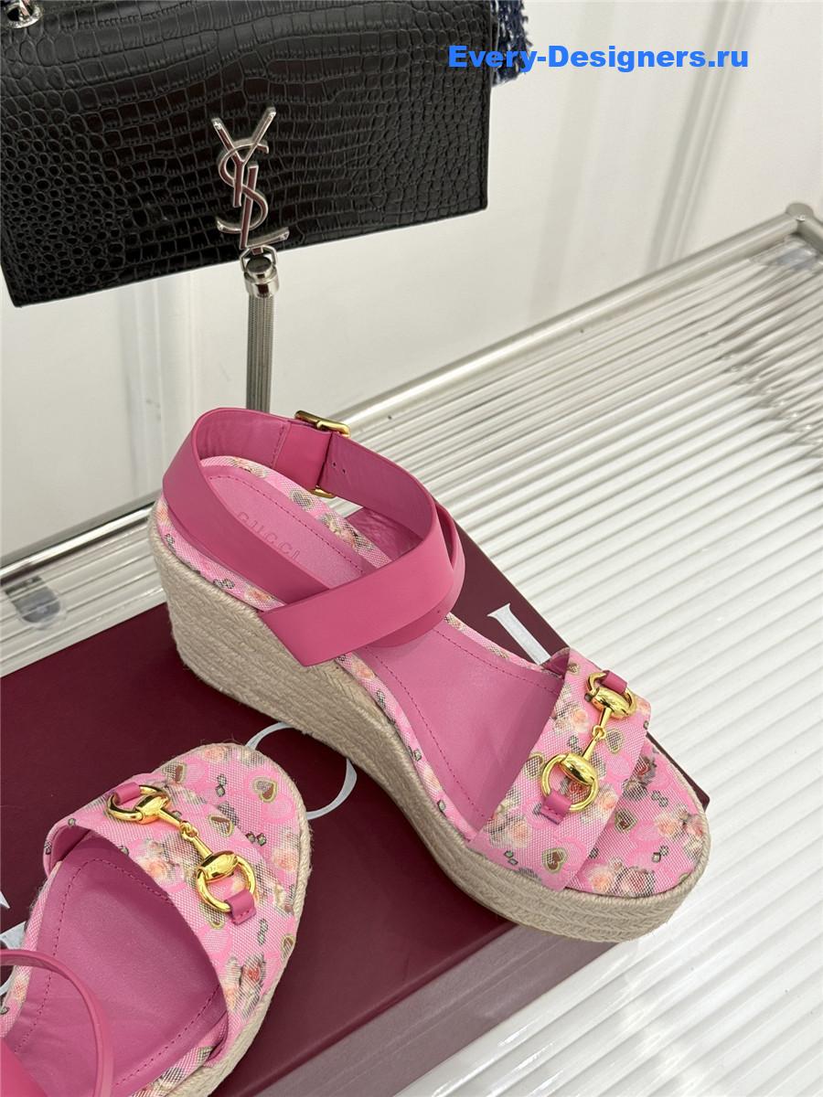 Gvc*1 pink horsebit gg platform espadrille sandals