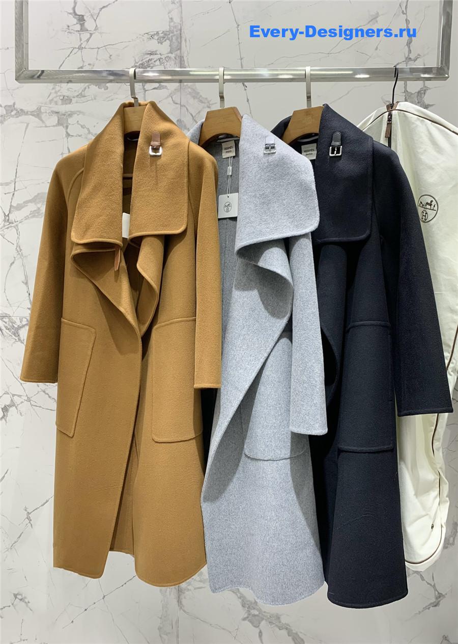 H**me5 stand collar cashmere black coat