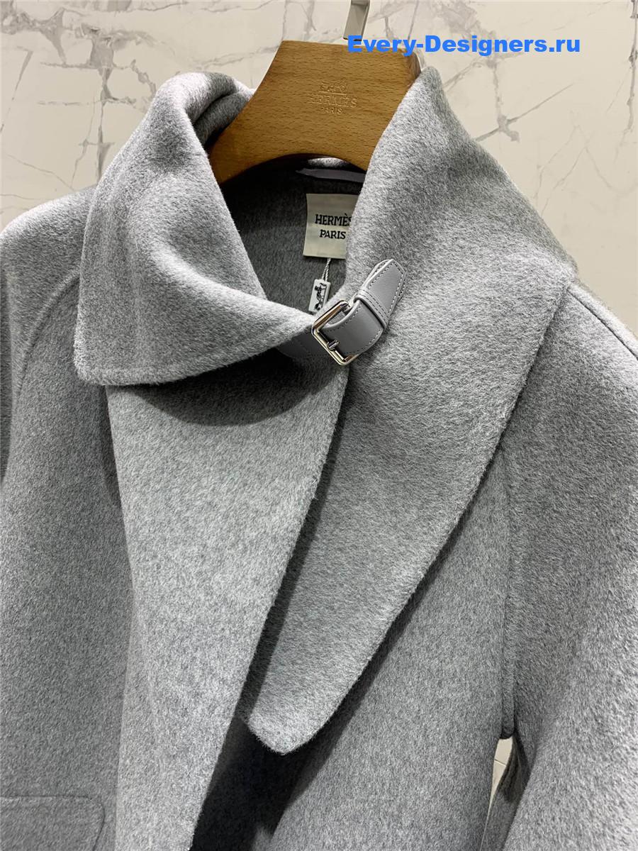 H**me5 stand collar cashmere grey coat
