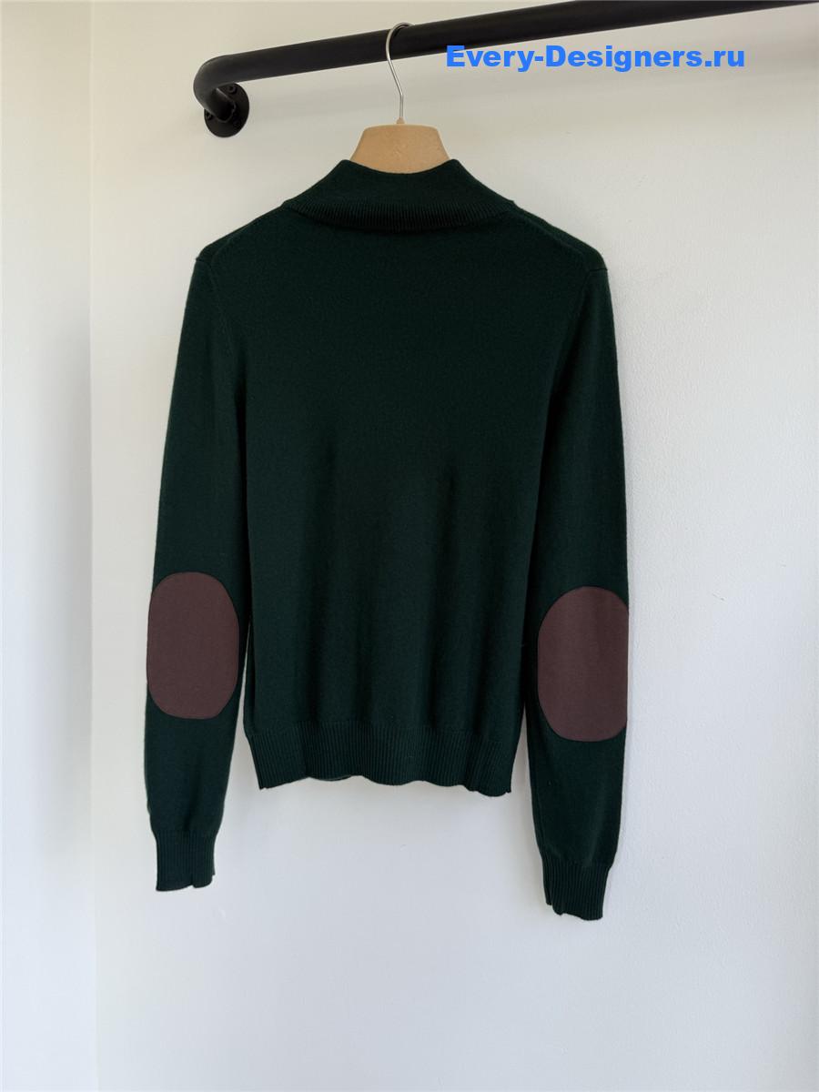 Miu Miu green turtleneck knitted long-sleeved sweater