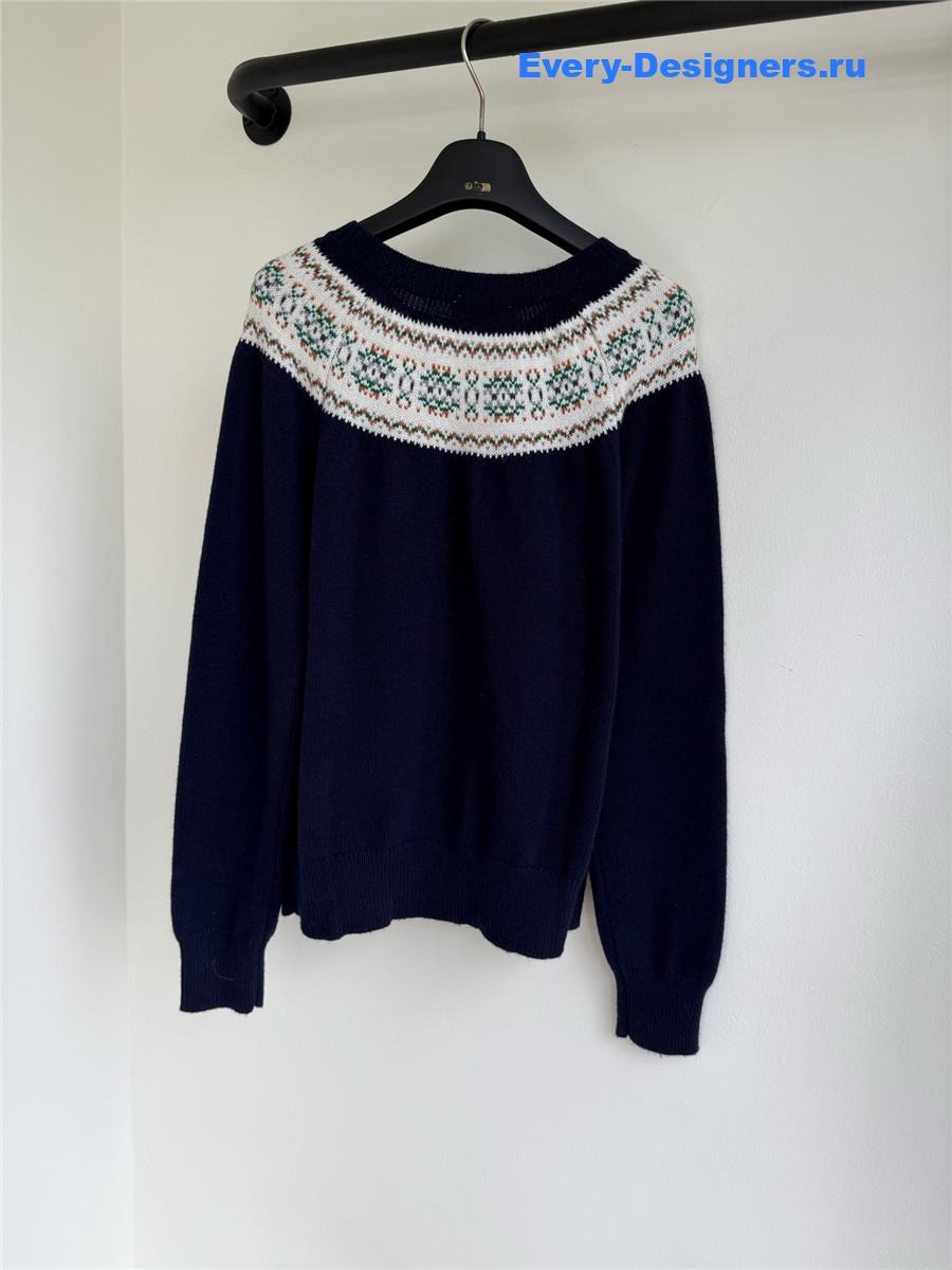 Ce1i*e logo jacquard-knit crewneck cardigan