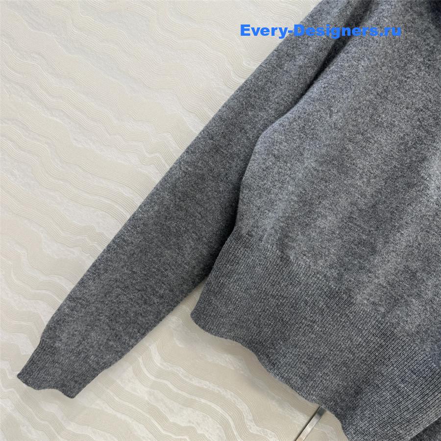 Miu Miu Slate Gray Cashmere Half-zipper Sweater