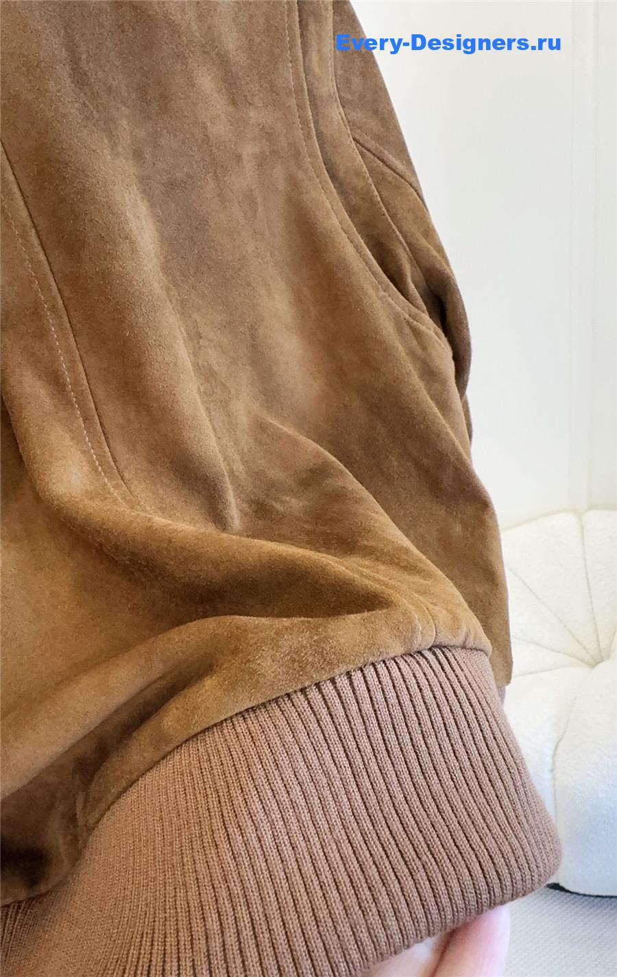 Miu Miu Cinnamon Suede Blouson Jacket