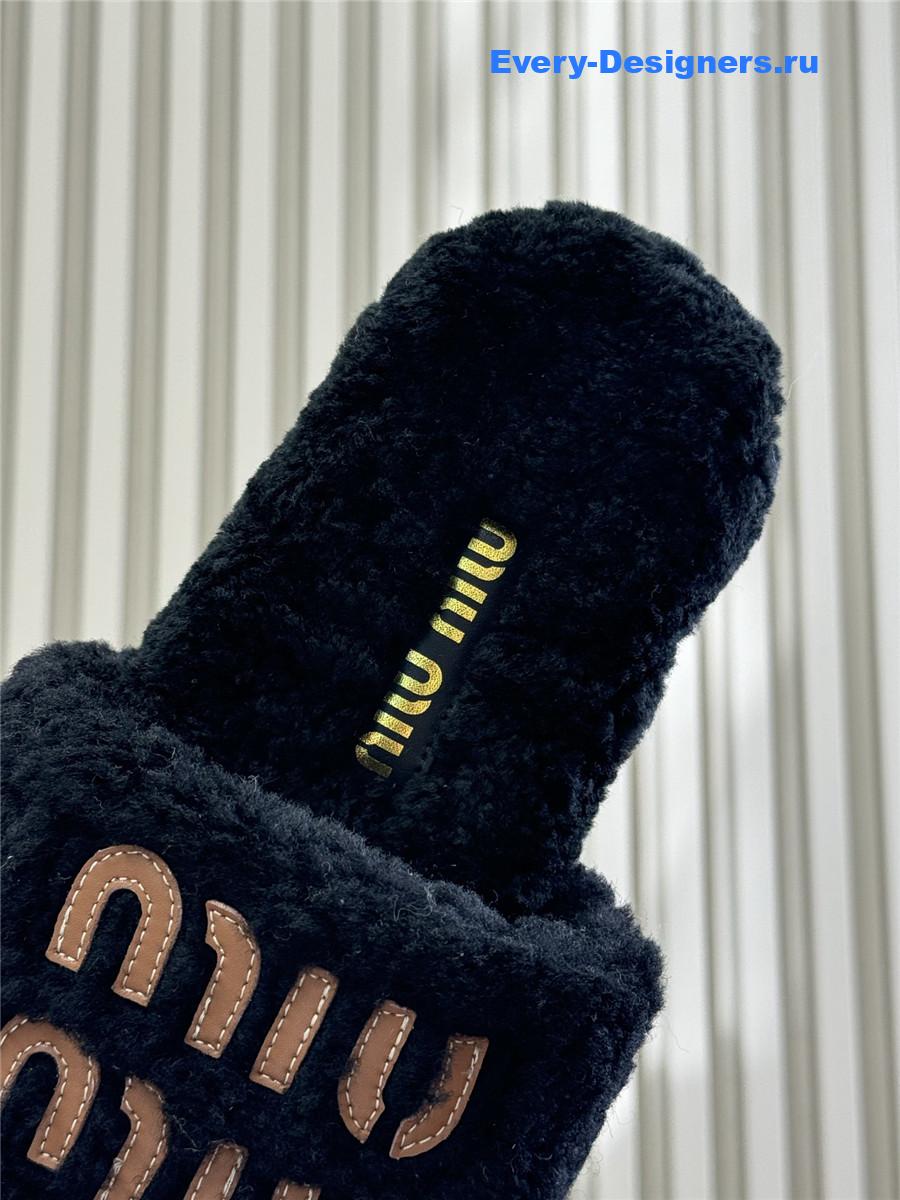 Miu Miu Black Wool Slippers