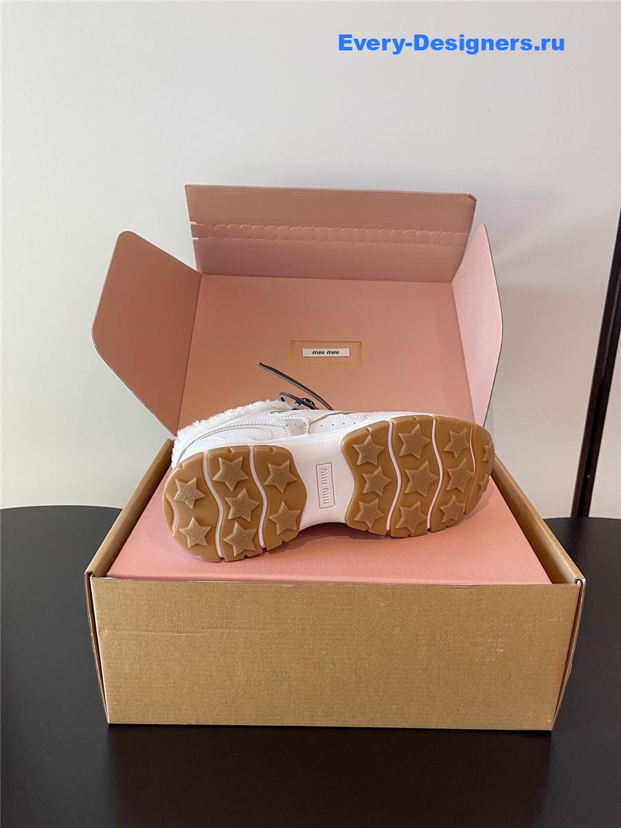 Miu Miu White Platform Wool Sneakers