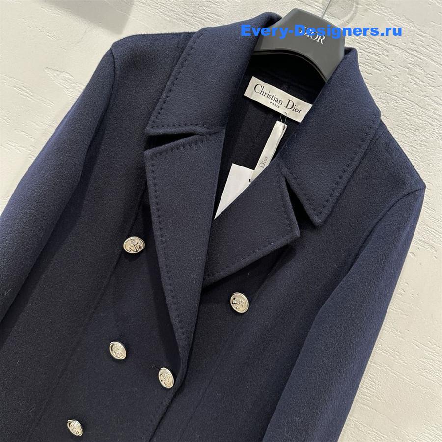 D10r dark blue double-breasted cashmere coat