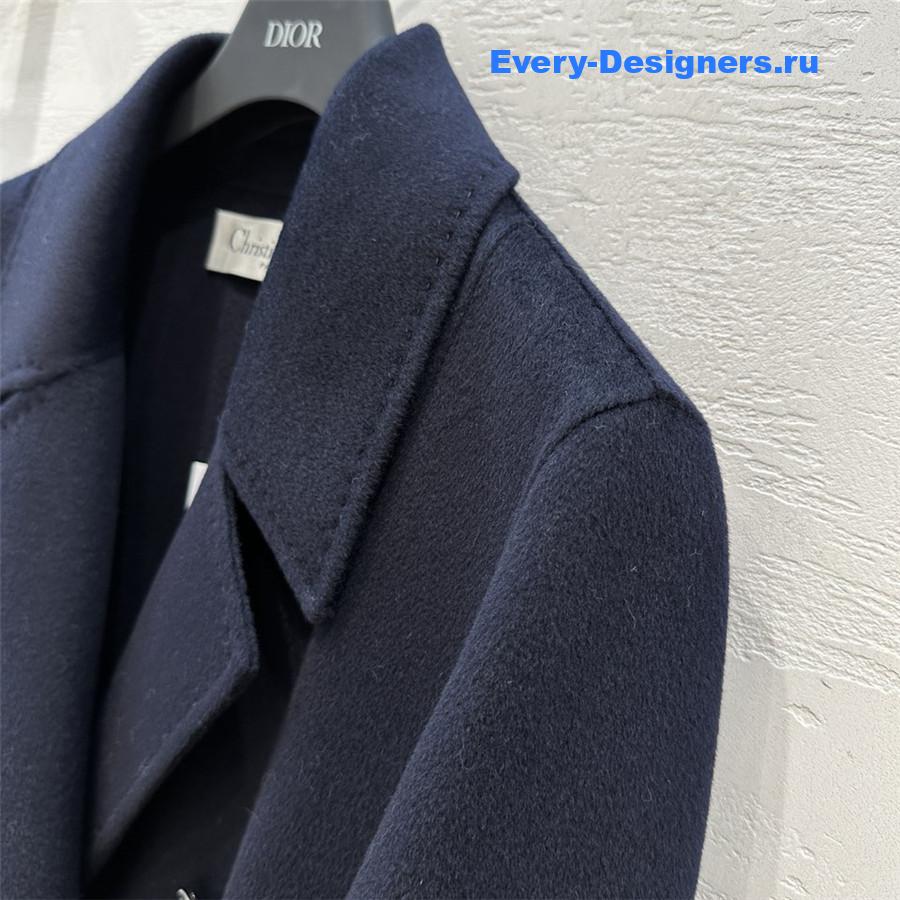 D10r dark blue double-breasted cashmere coat