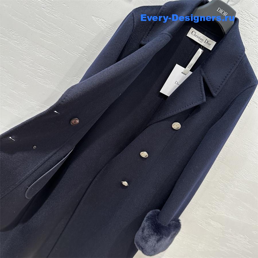 D10r dark blue double-breasted cashmere coat