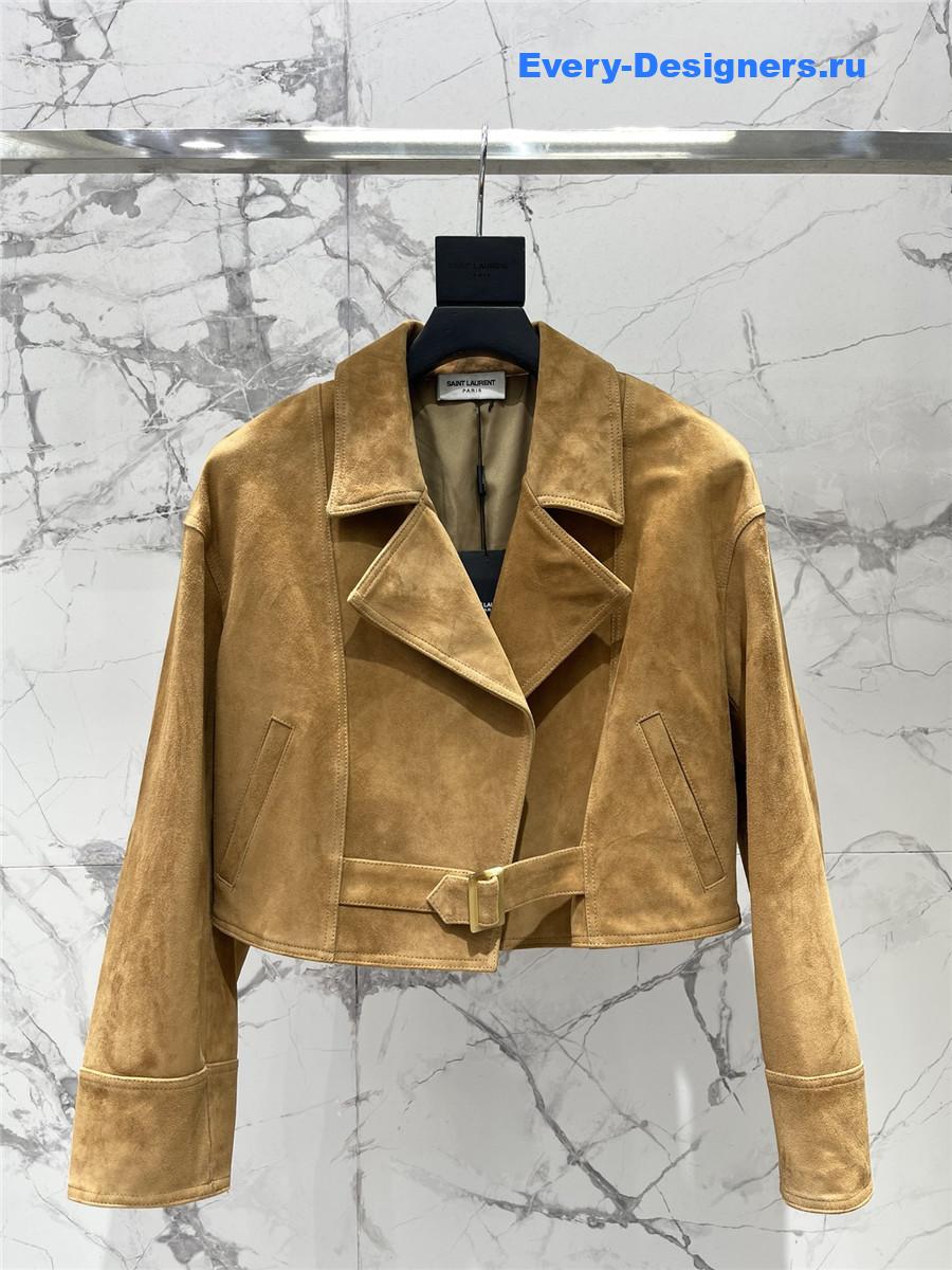 Sa1nt Lau*nt brown fringed sheepskin suede jacket
