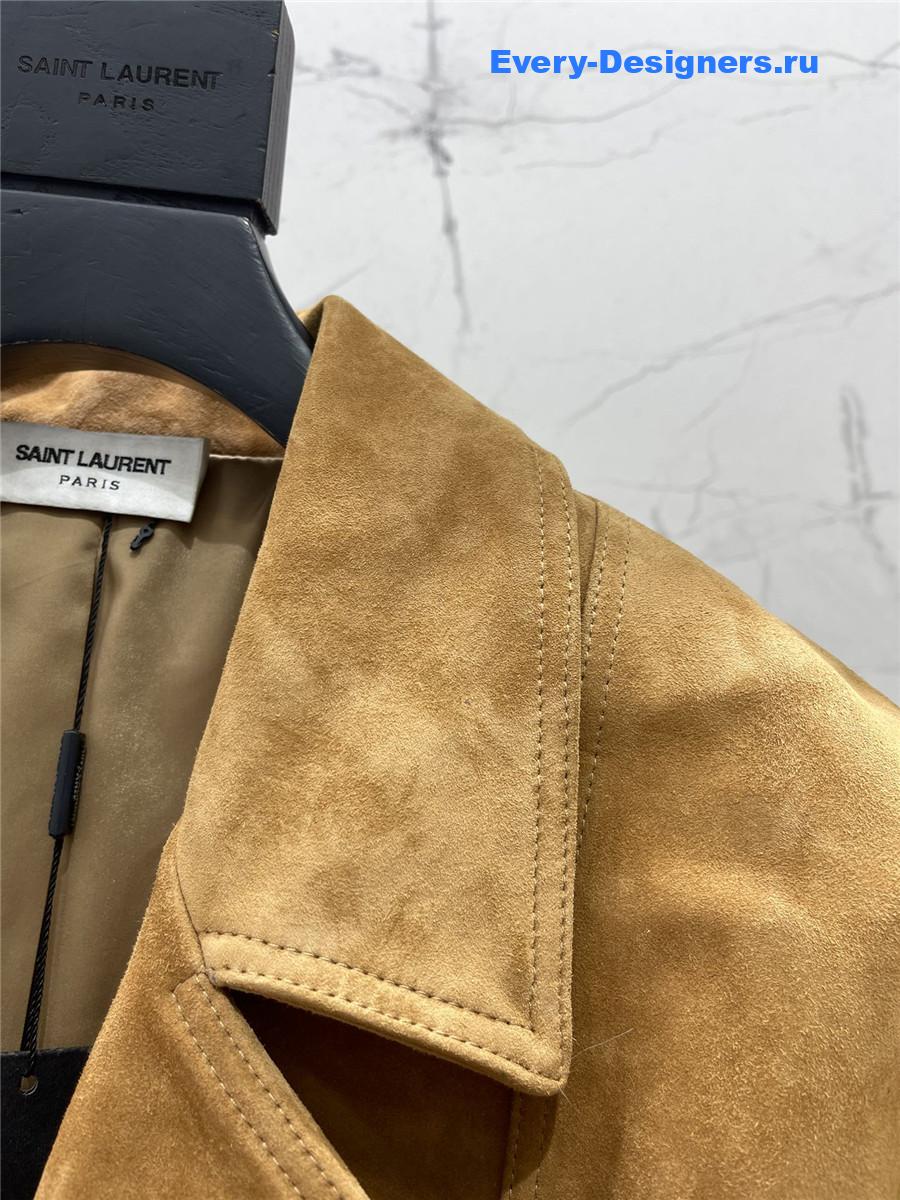 Sa1nt Lau*nt brown fringed sheepskin suede jacket