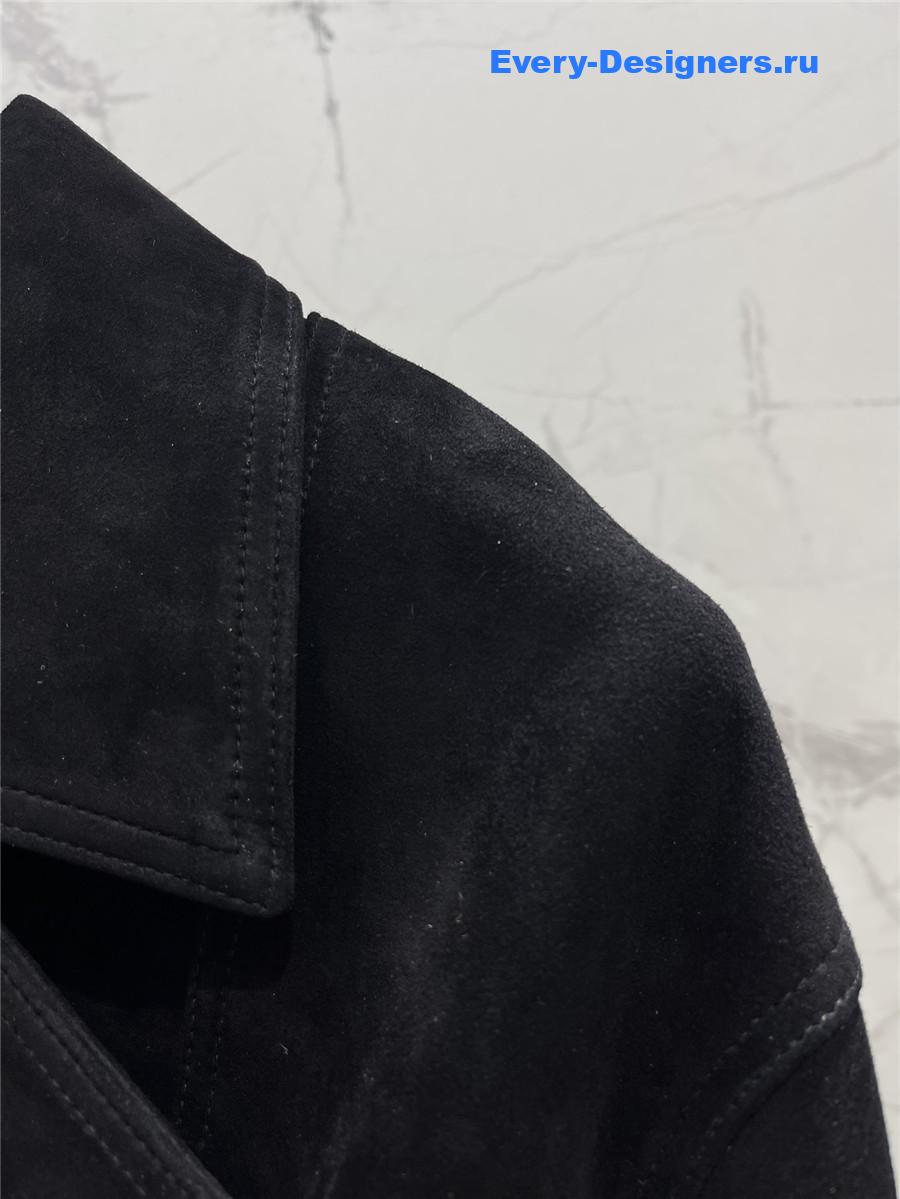 Sa1nt Lau*nt black fringed sheepskin suede jacket