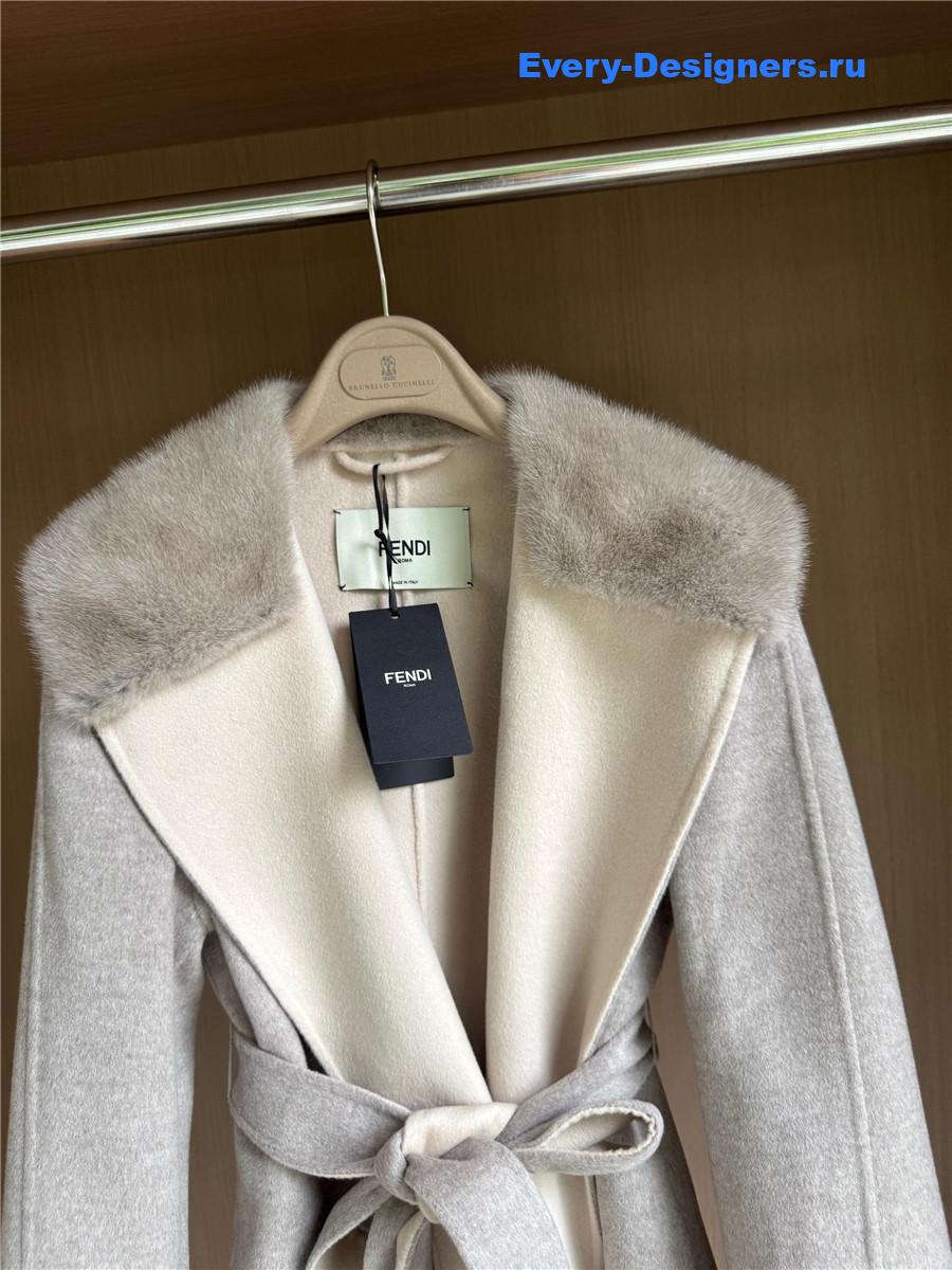 F**di grey mink cashmere coat