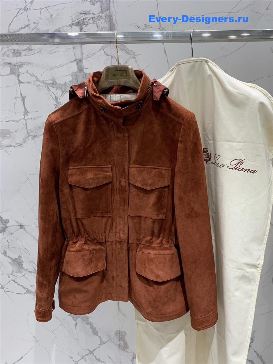 L0r0 P1ana iconic mini suede traveler coat