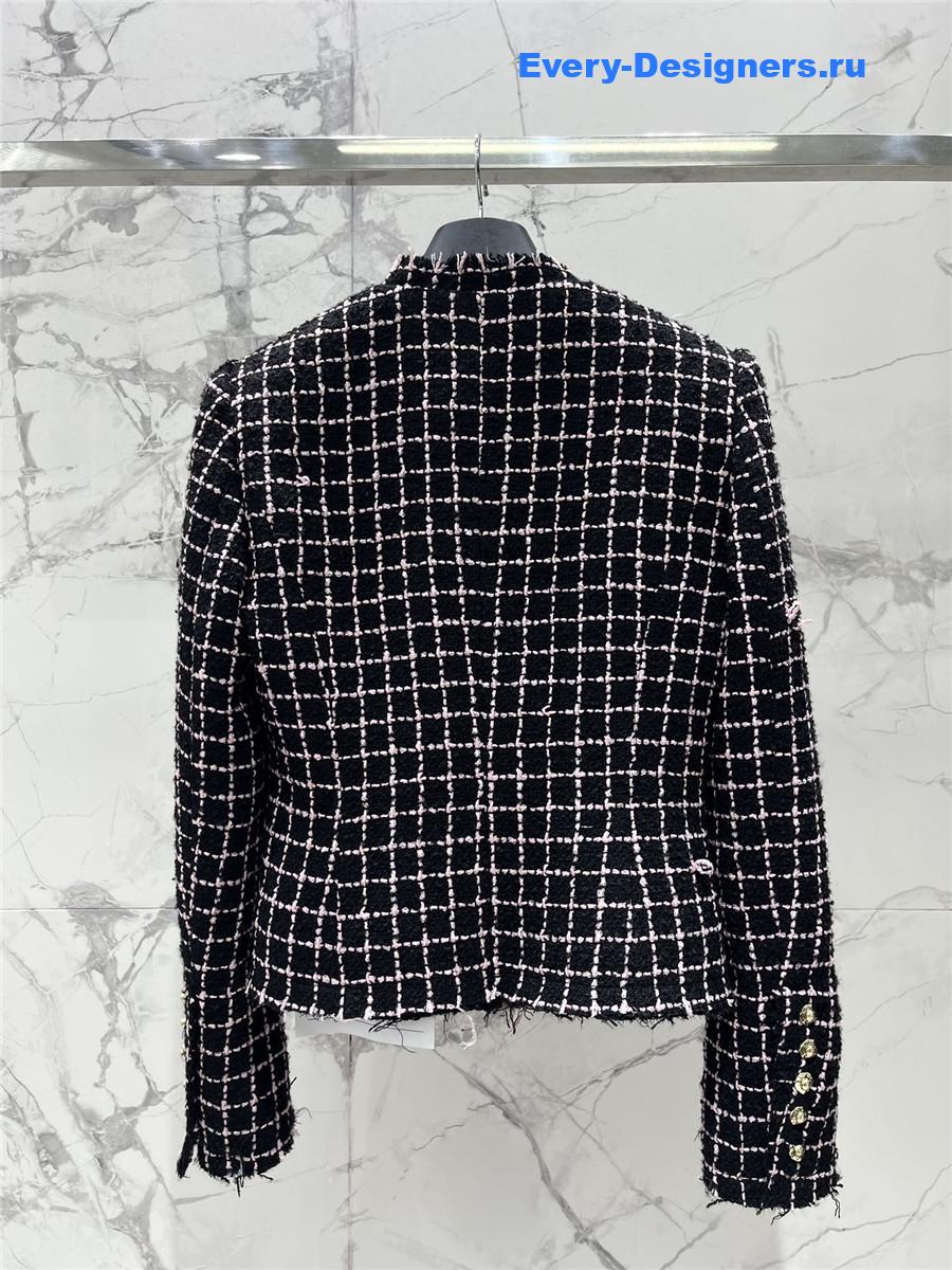 Balmain Woven Black and Pink Tweed Jacket