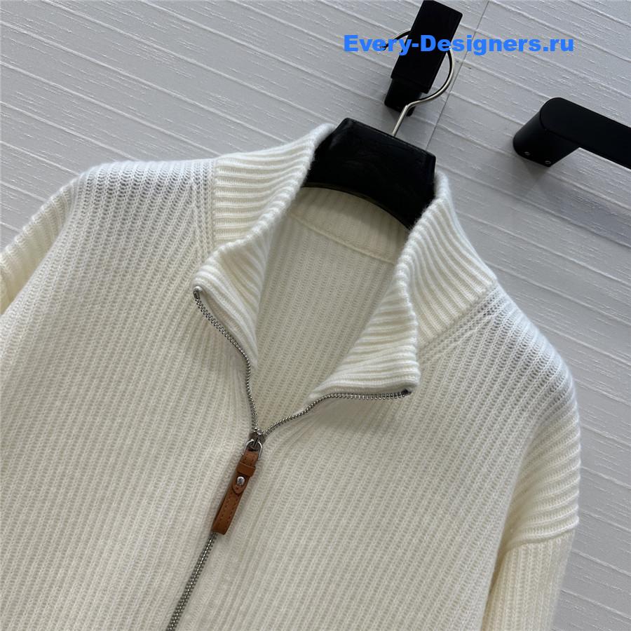 H**me5 cardigan zip winter white sweater