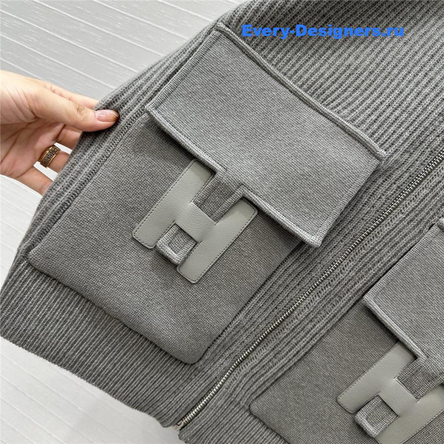 H**me5 cardigan zip winter grey sweater