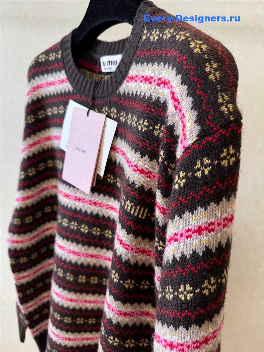 Miu Miu Striped Cotton Polo Shirt Sweaters