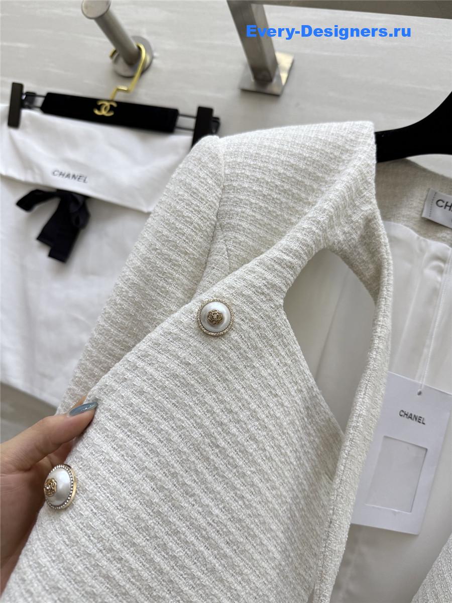 Ch**el lace-up wool-woven soft tweed coat