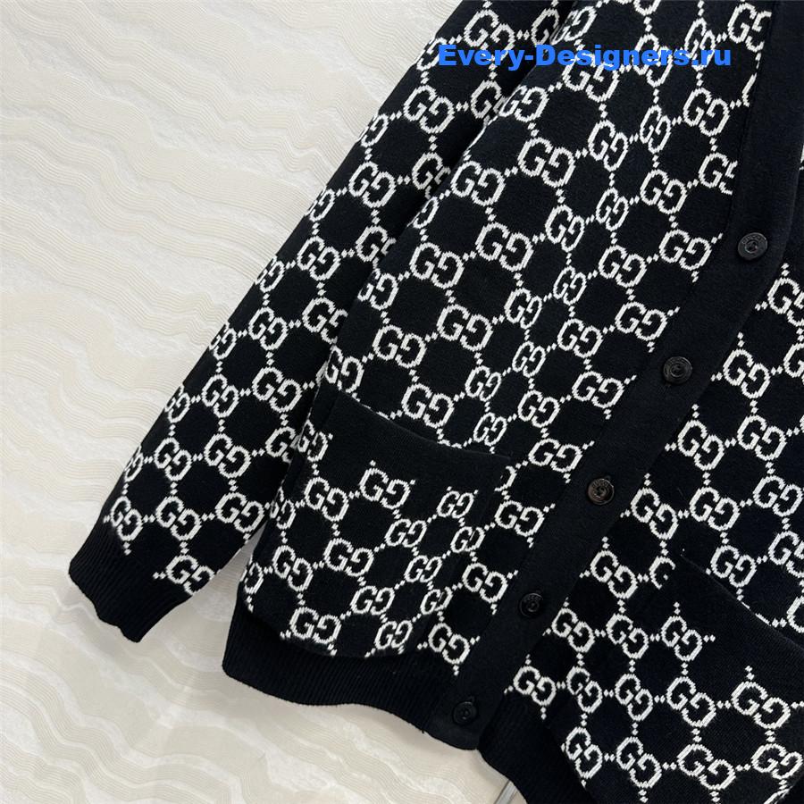 Gvc*1 reversible logo-jacquard wool-blend cardigan