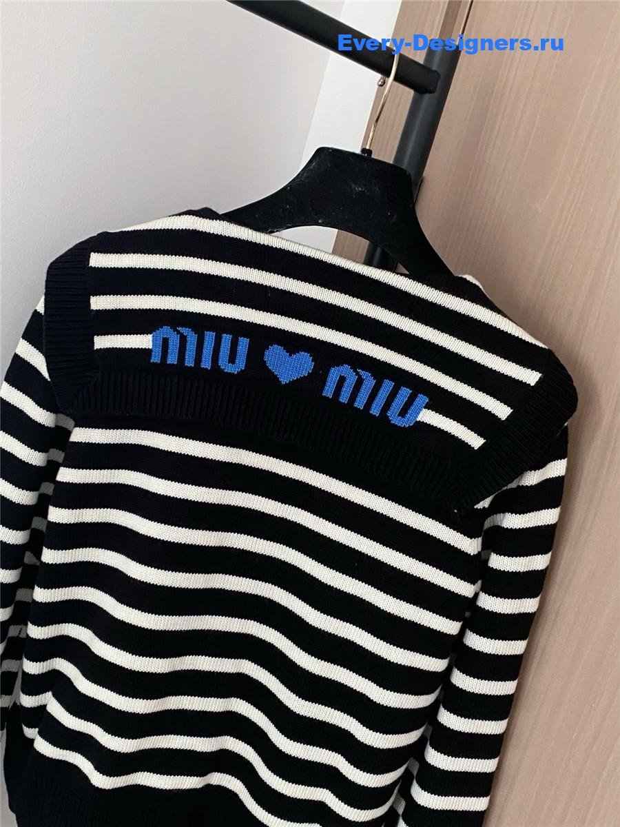 Miu Miu Black And White Striped Cardigan