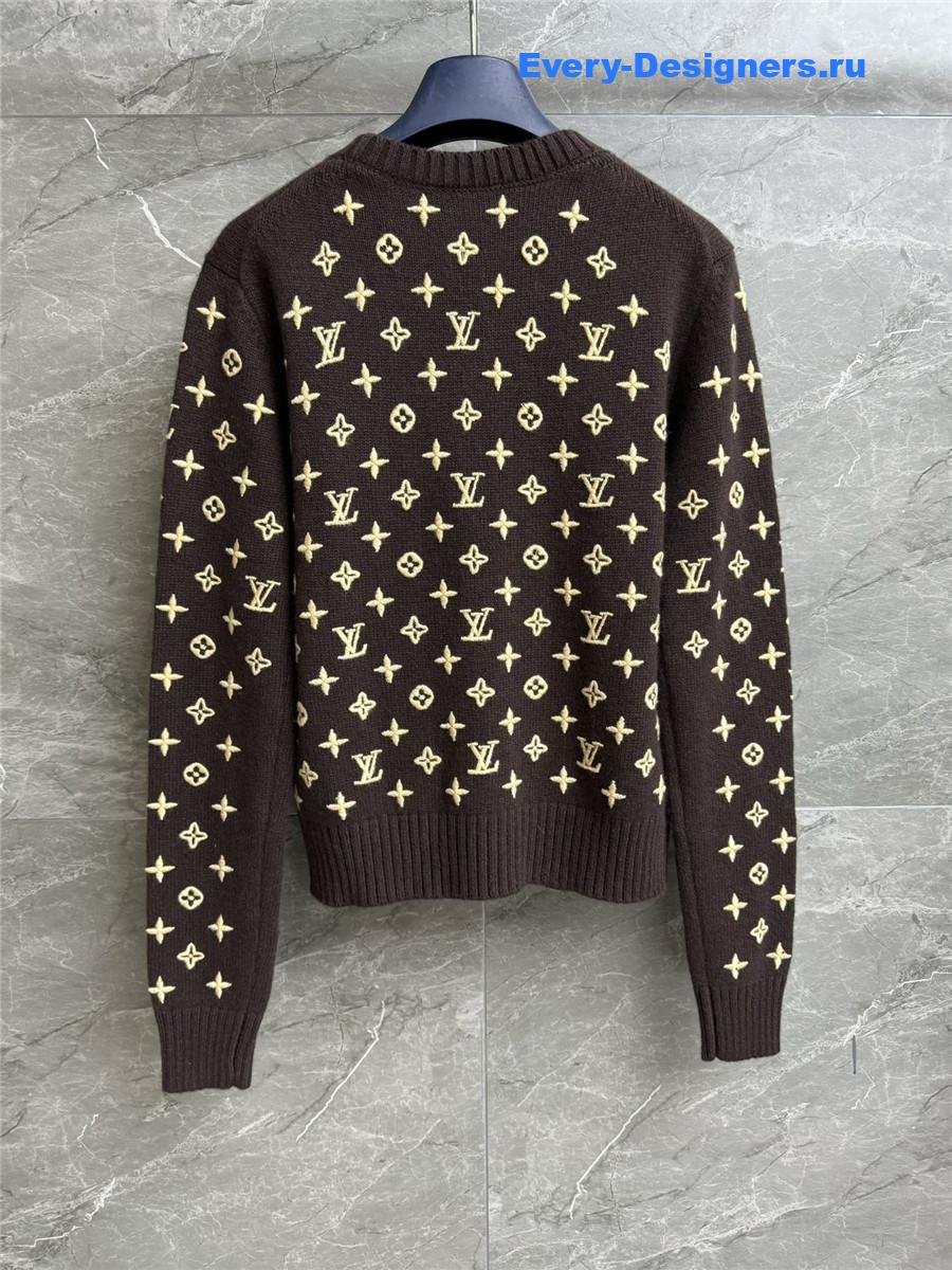 l0vis Vvtt0n brown 3d monogram knit pullover