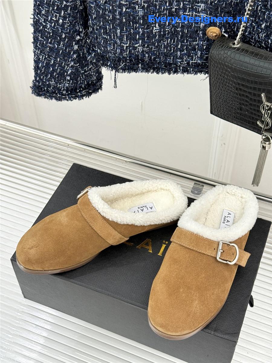 Alaia Brown Chrystie Shearling Mule
