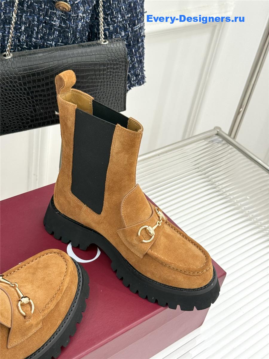 Gvc*1 brown horsebit suede ankle boots