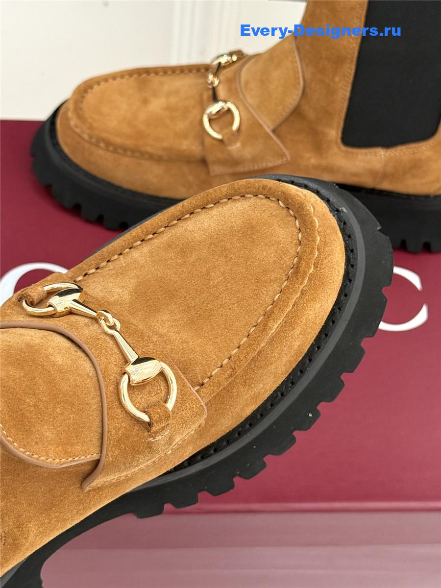 Gvc*1 brown horsebit suede ankle boots