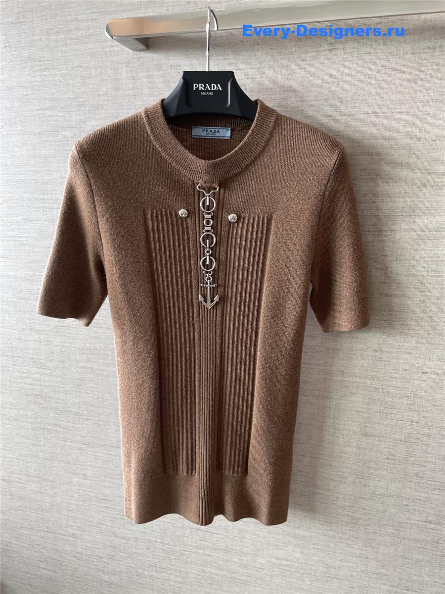 Pra*a anchor-detail ribbed knit sweater