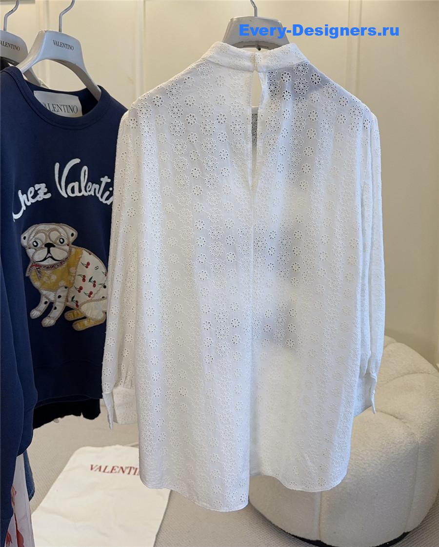 Va1e*ntin0 white embroidered bow shirt