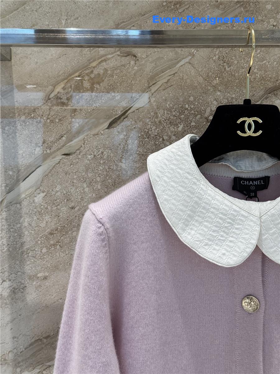 Ch**el collared pink cashmere cardigan