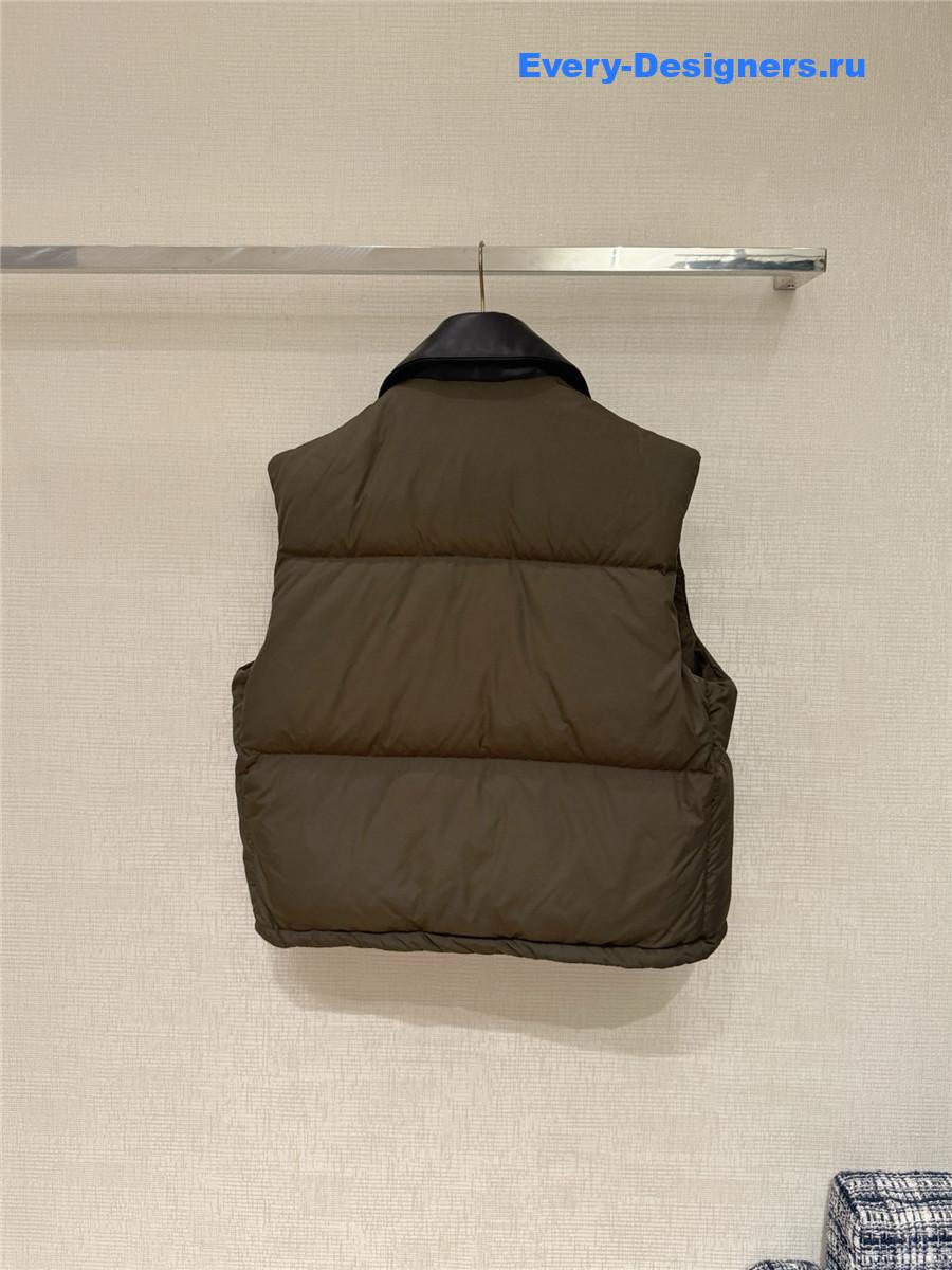 Miu Miu Military Green Technical Pongé Down Vest