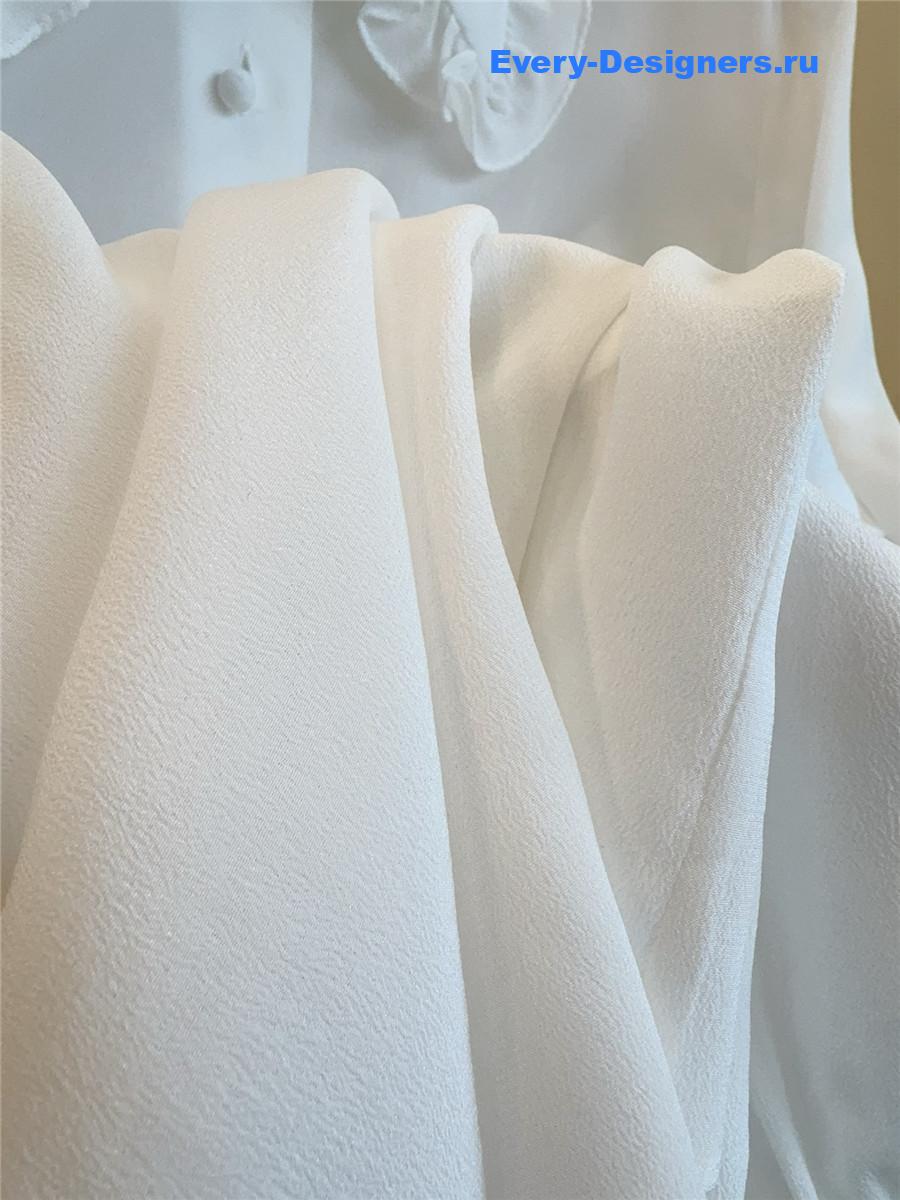 Va1e*ntin0 garavani white ruffled silk-crepe shirt