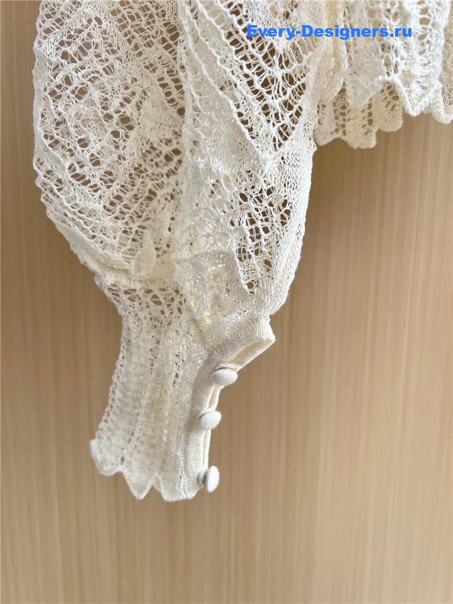 D10r white hollow lace blouse