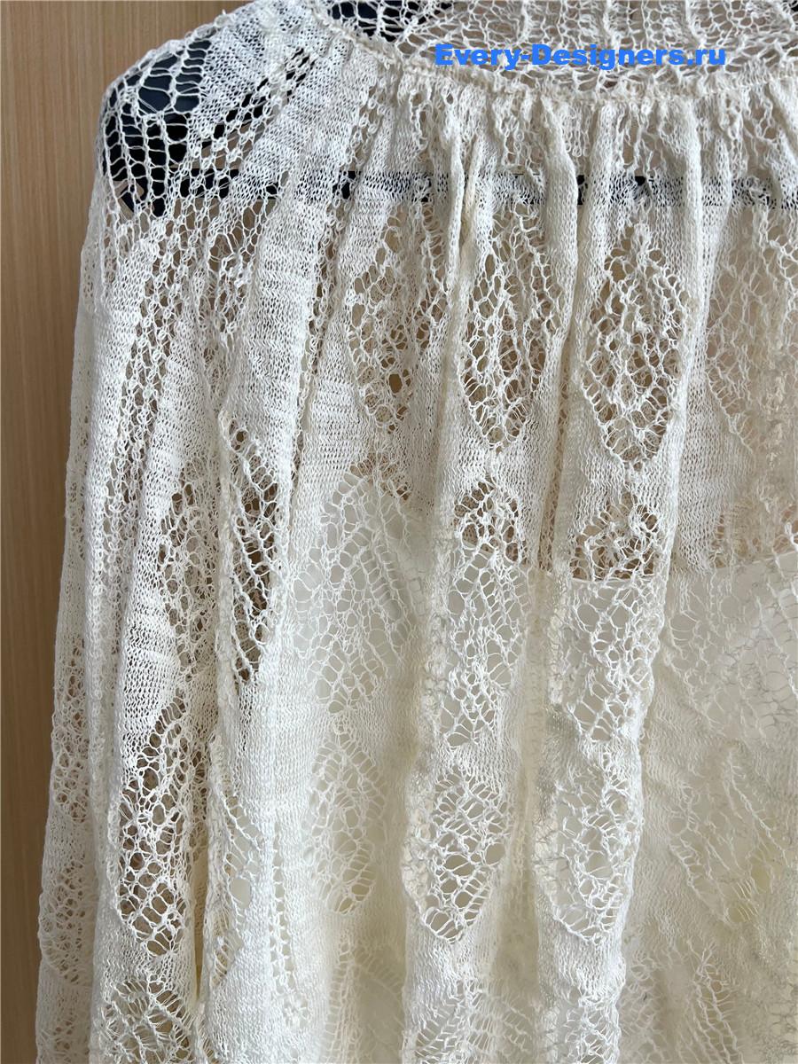 D10r white hollow lace blouse
