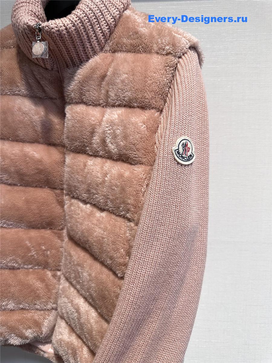 Moncler Pink Faux Fur Cardigan