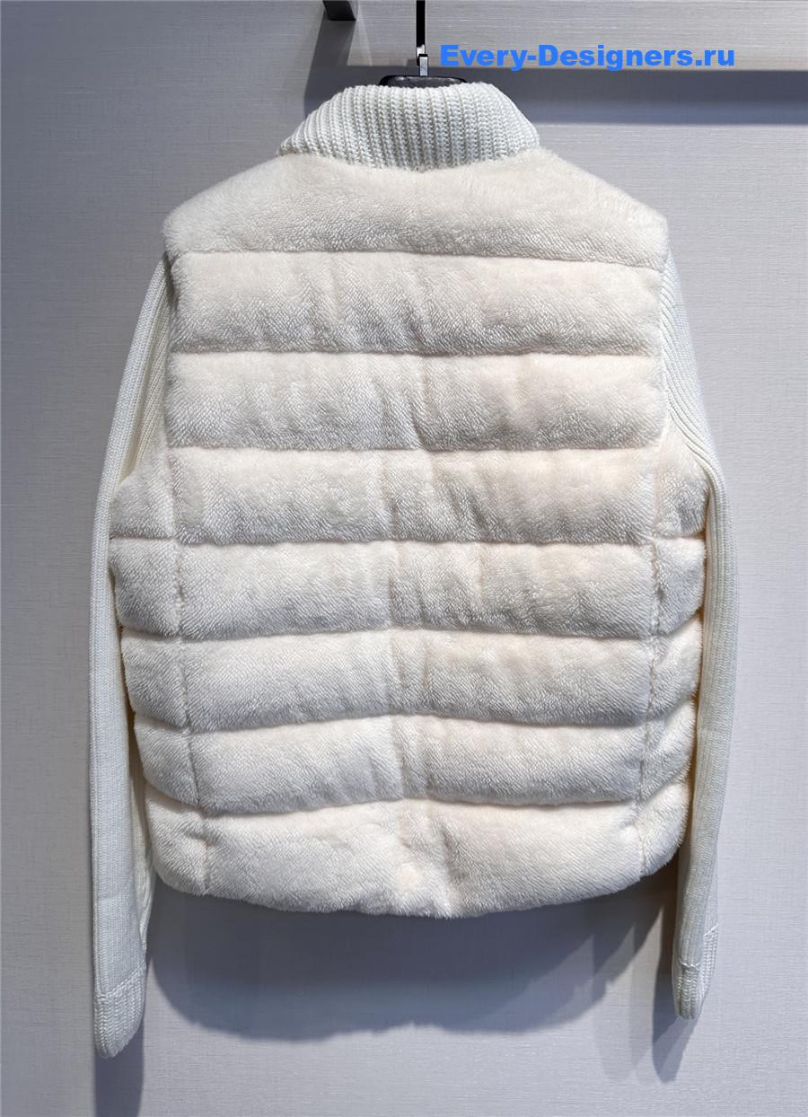 Moncler White Faux Fur Cardigan